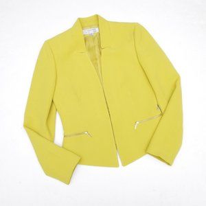 Tahari Structured Modern Chartreuse Texture Blazer